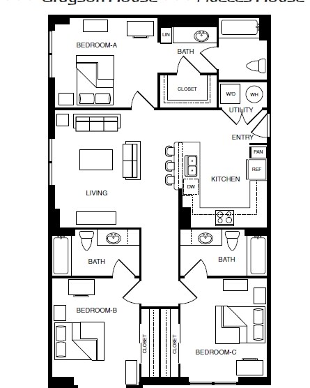 3 bedroom 3 bathroom-C2A Private floor plan
